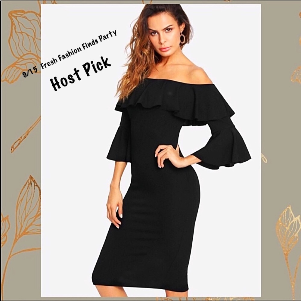 🎉HP🎉 Classic Black Dress with Flounce Sleeve